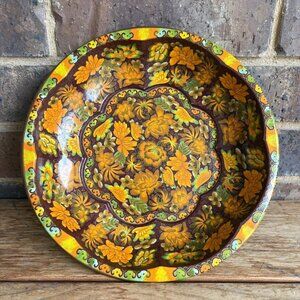 Daher Decorated Ware 1971 Tray Autumn Floral Brown Orange Green Turquoise